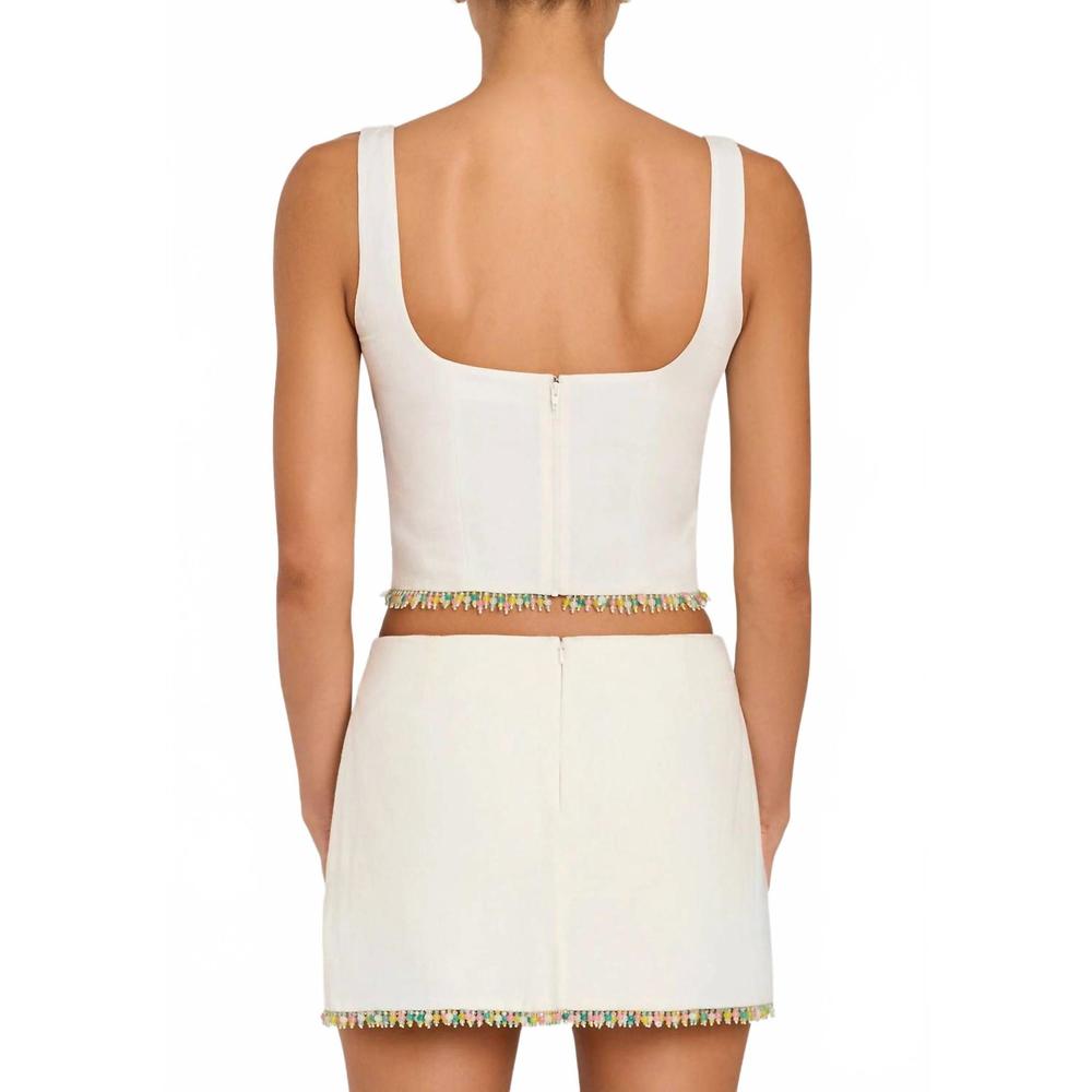 NEW AMANDA UPRICHARD jace square neck top in ivory - Picture 3 of 5
